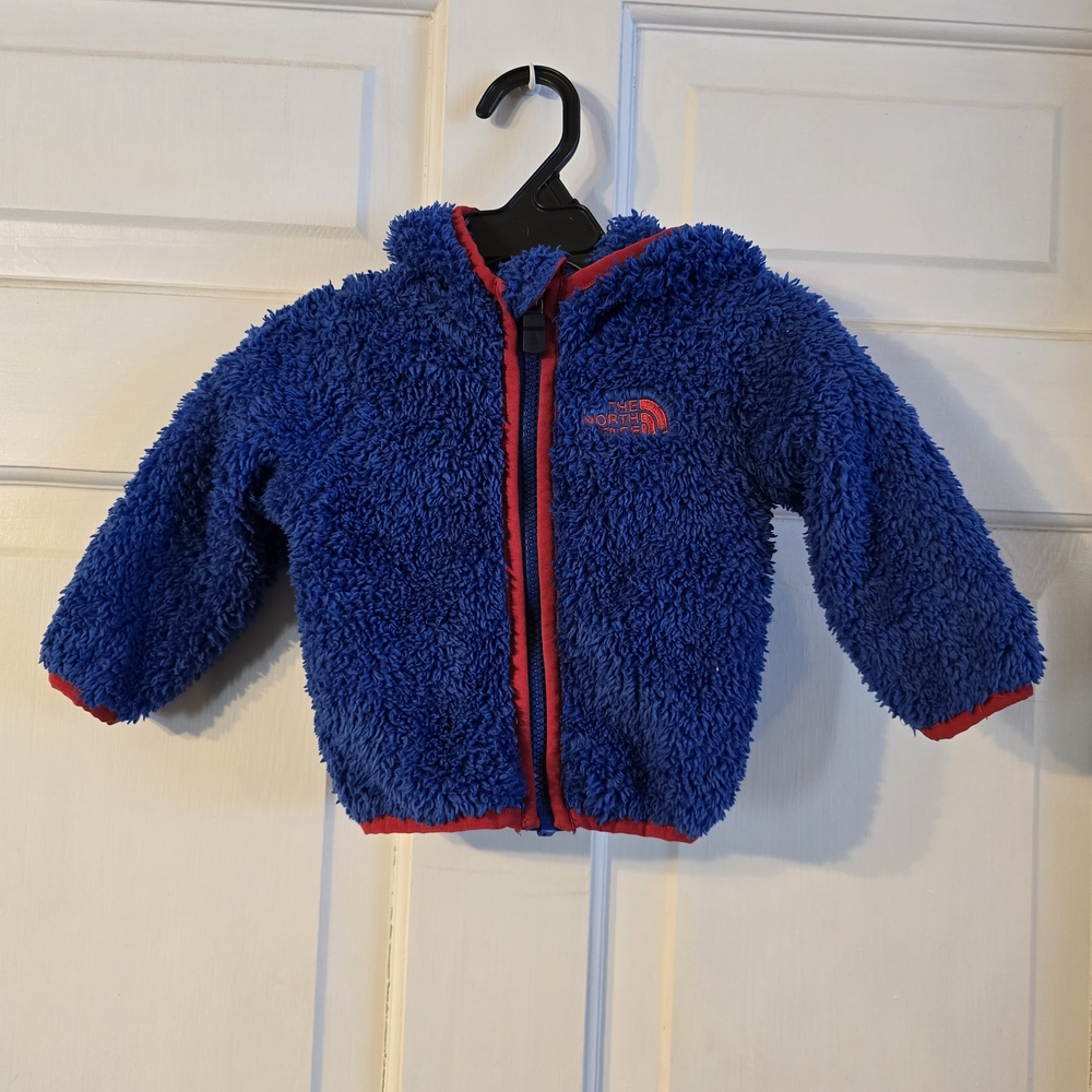 Blue Fleece Jacket with Red Trim